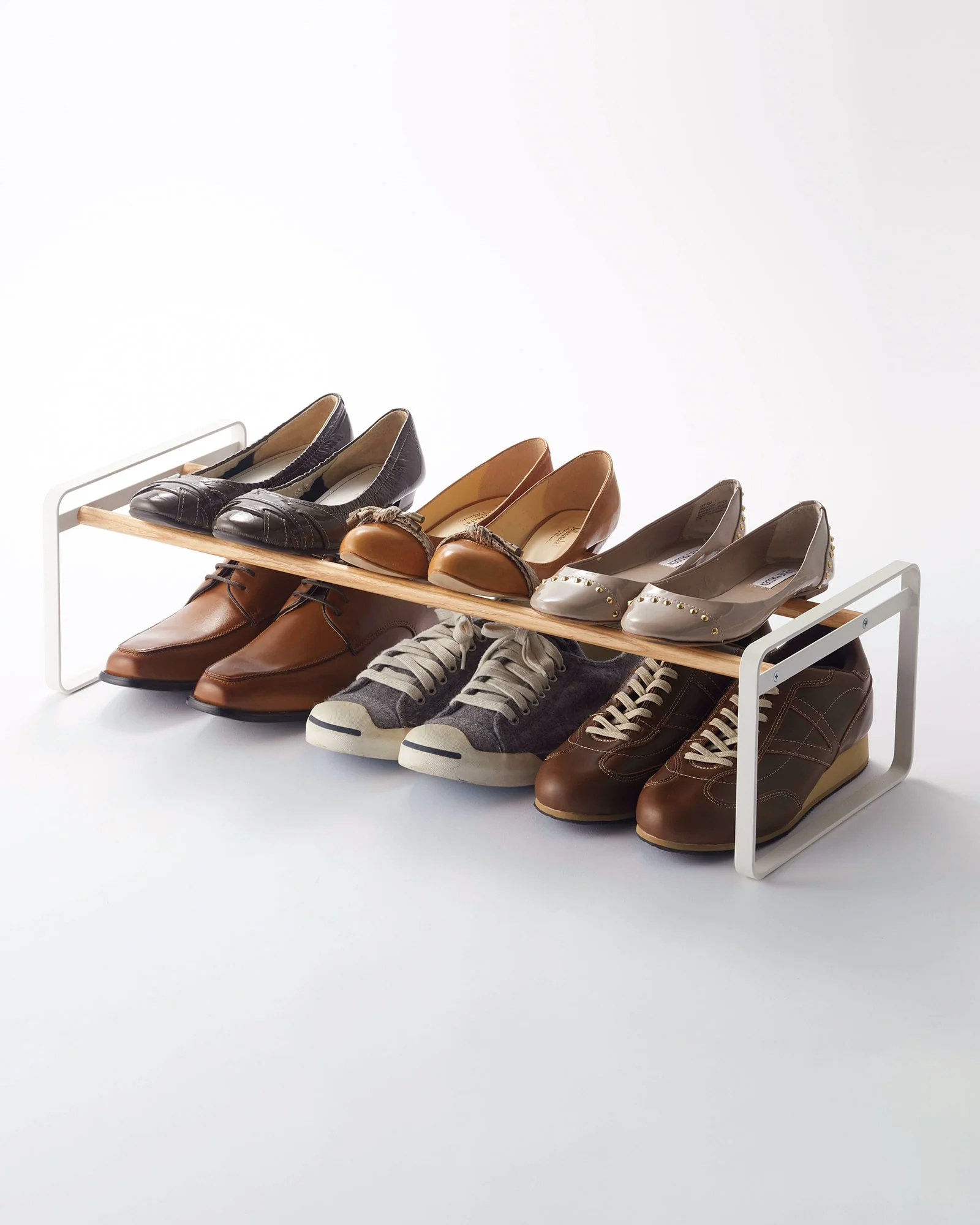 Stackable Shoe Rack (7" H)  - Steel + Wood - Image 11