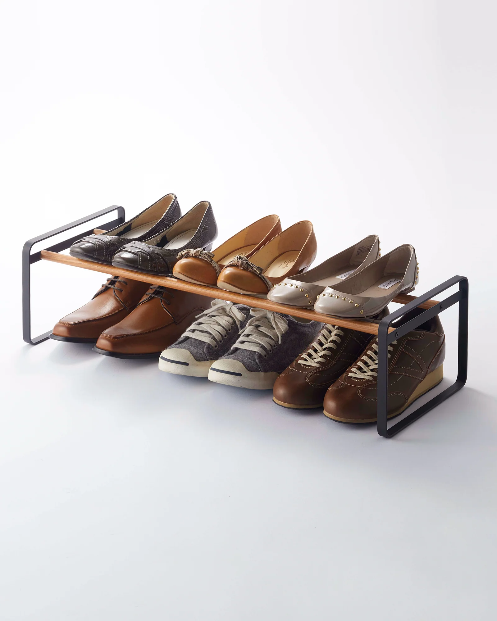 Stackable Shoe Rack (7" H)  - Steel + Wood - Image 6