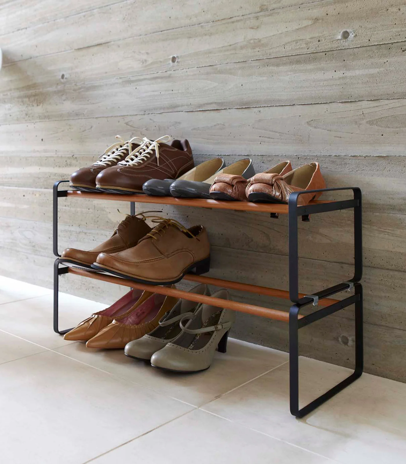Stackable Shoe Rack (7" H)  - Steel + Wood - Image 8
