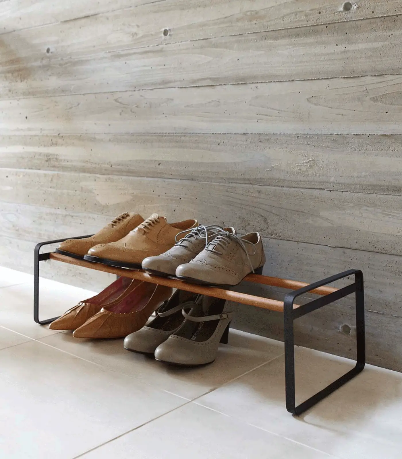 Stackable Shoe Rack (7" H)  - Steel + Wood - Image 9