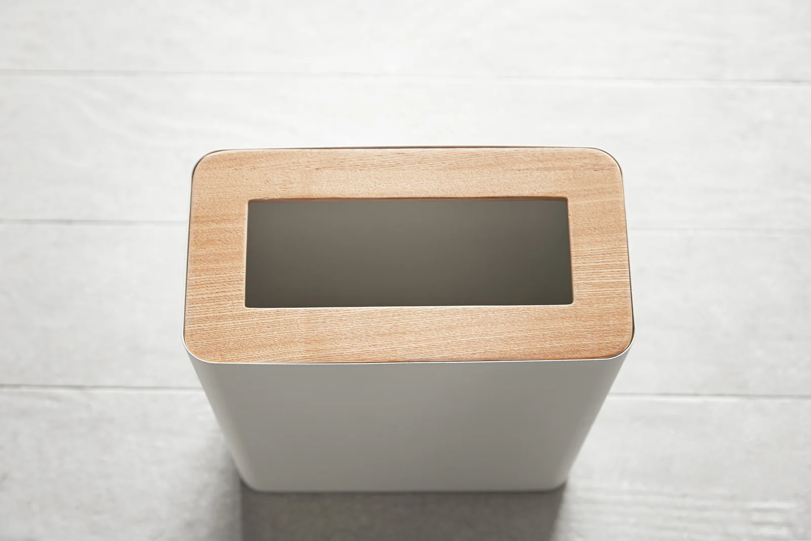 Trash Can - Rectangle - Steel + Wood - Image 3