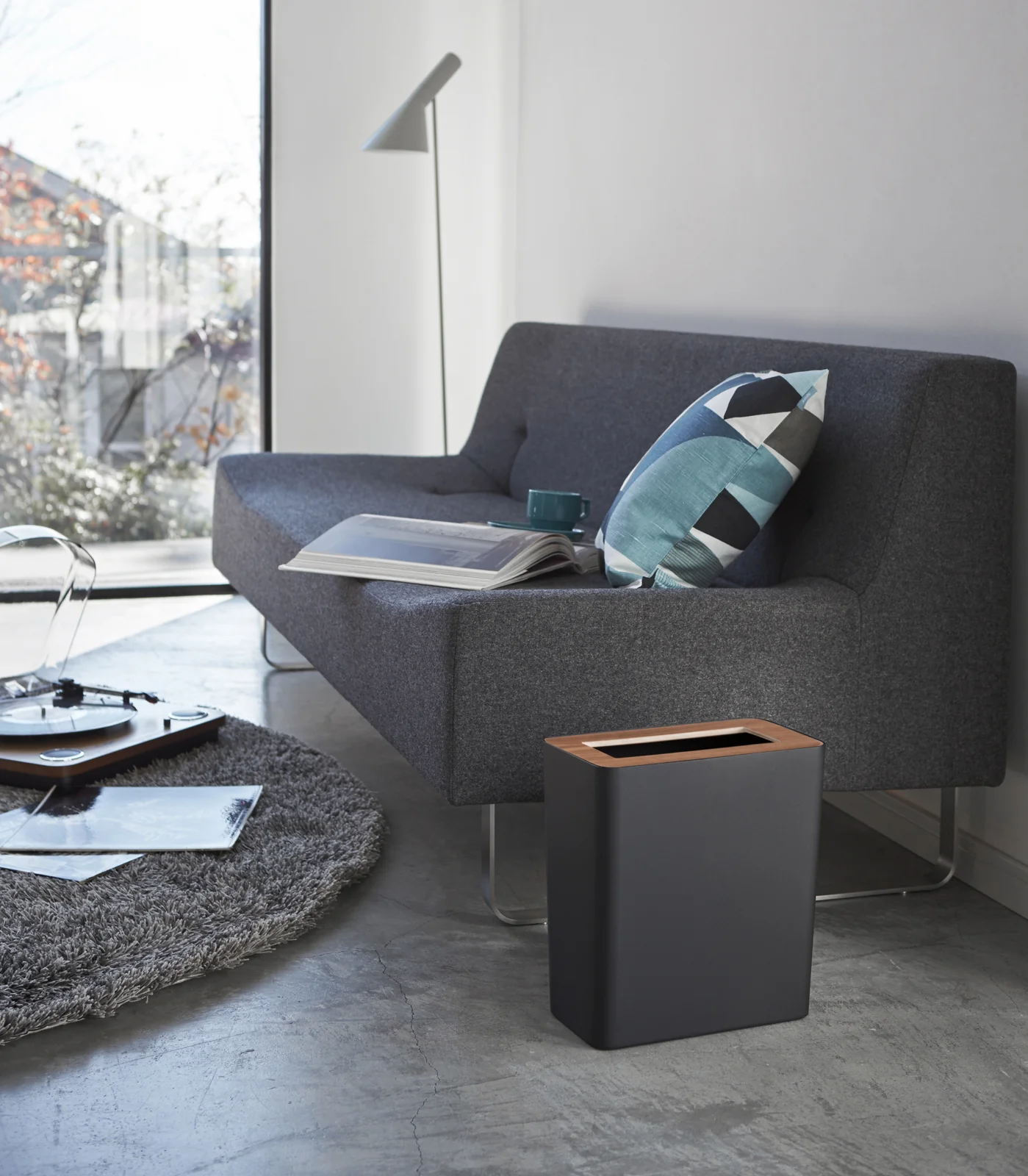 Trash Can - Rectangle - Steel + Wood - Image 6