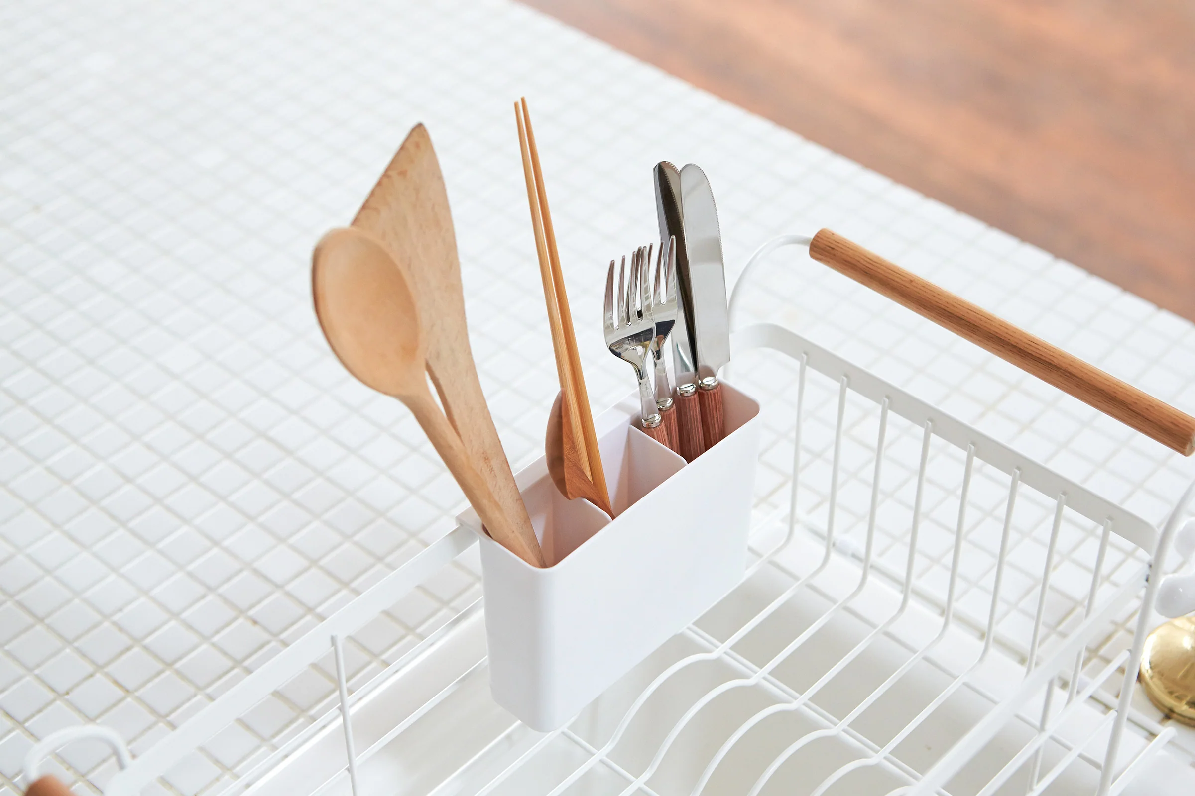 Over-the-Sink Dish Rack - Steel + Wood - Image 4