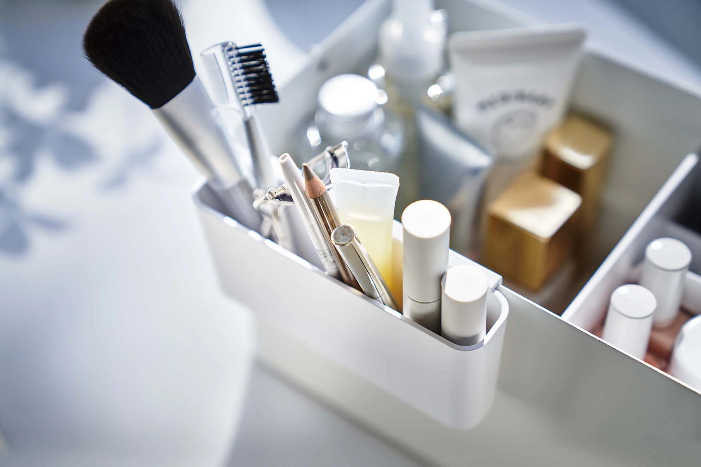 Makeup Organizer with Mirror - Steel + Wood - Image 4