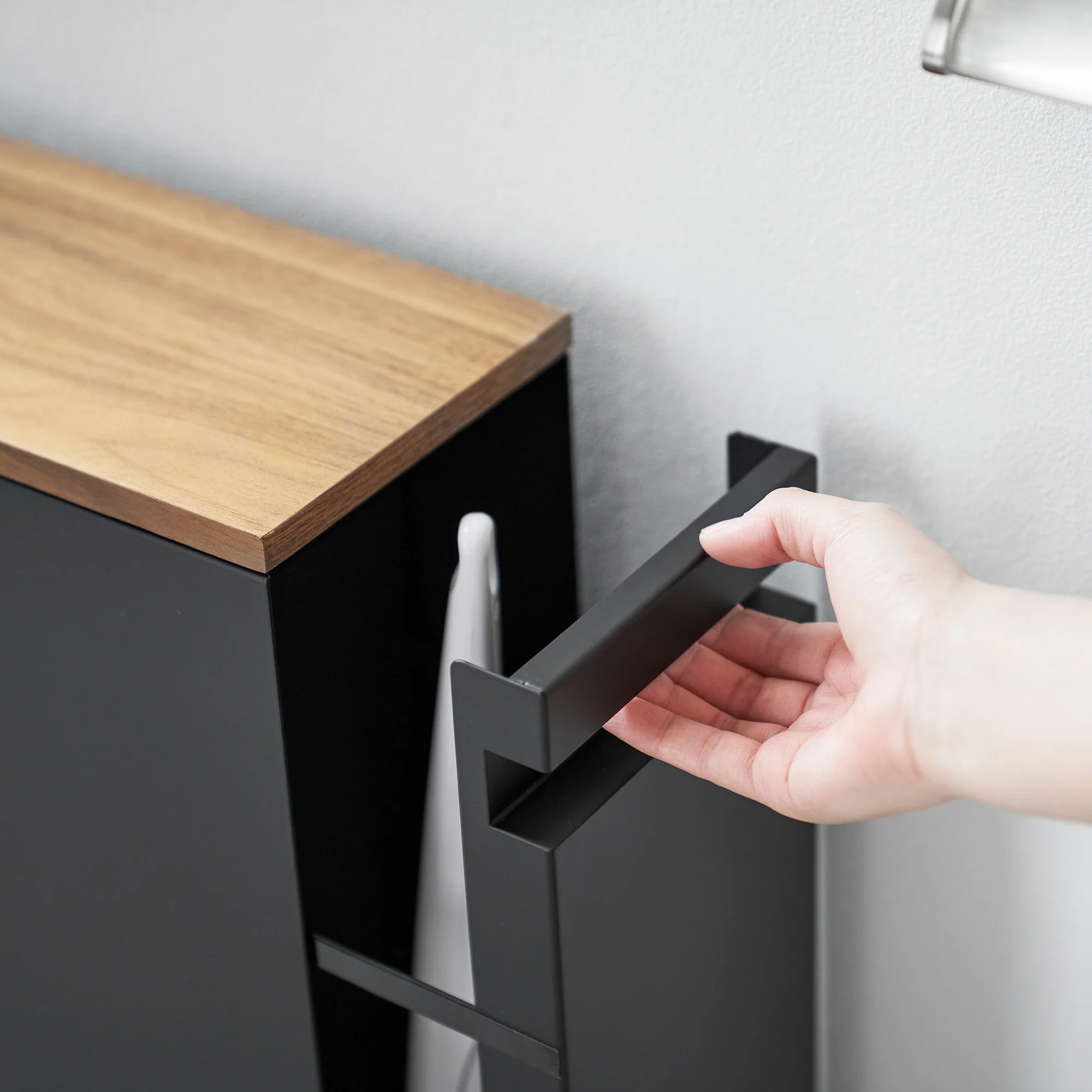 Pull-Out Bathroom Storage Cabinet - Steel + Wood - Image 12