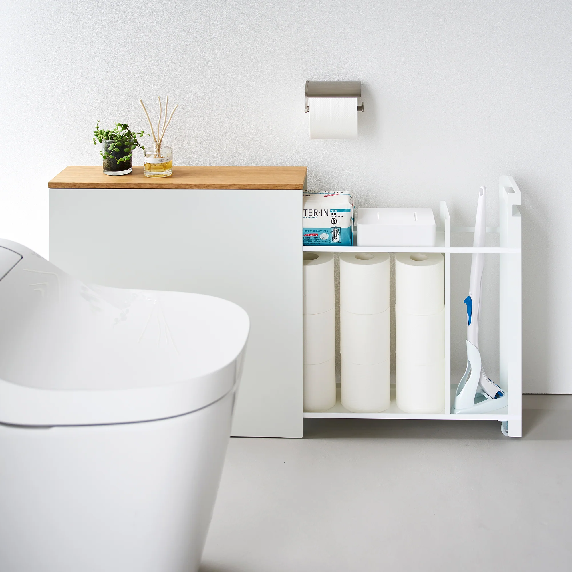 Pull-Out Bathroom Storage Cabinet - Steel + Wood - Image 3