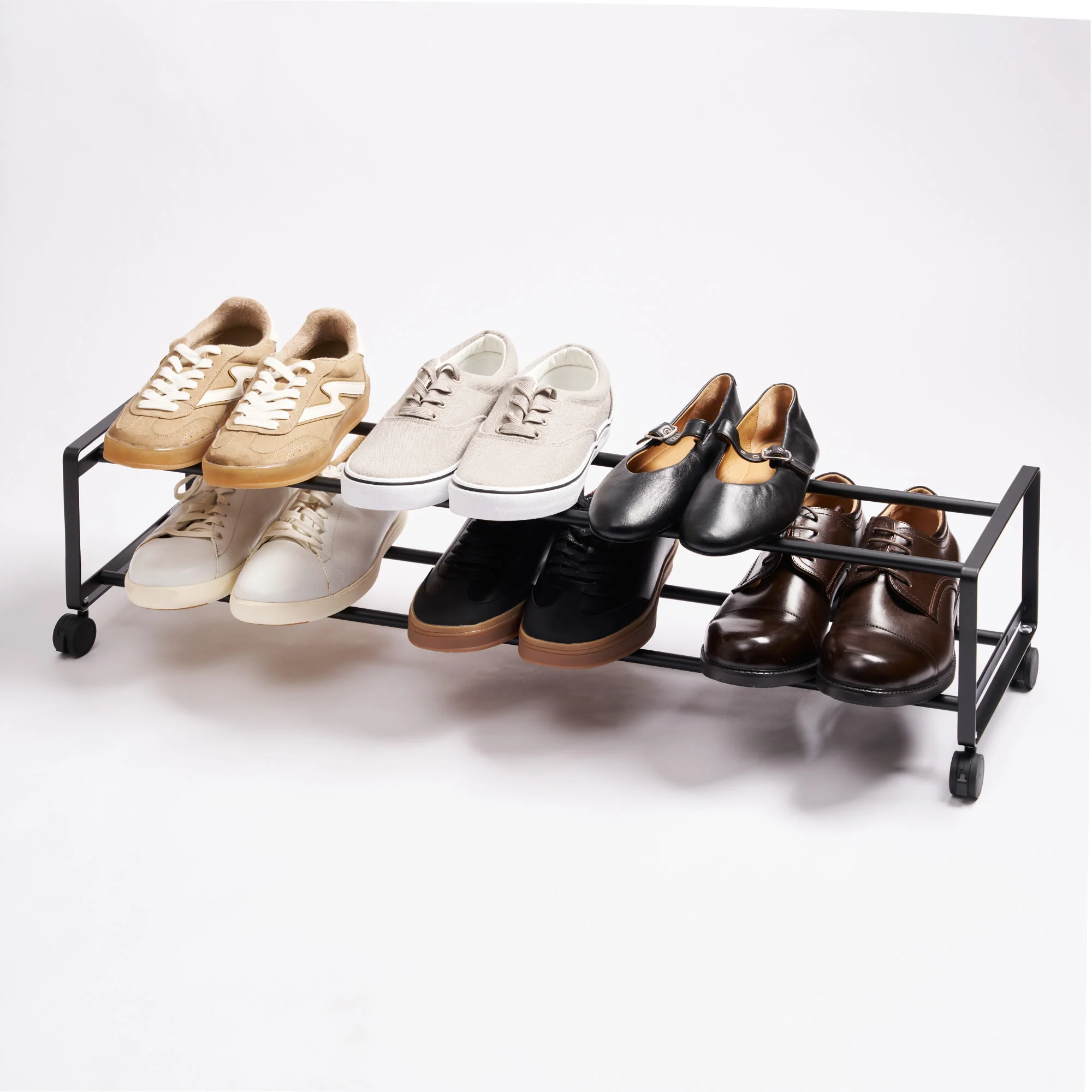 Two-Tier Rolling Shoe Rack (8" H)  - Steel - Image 9